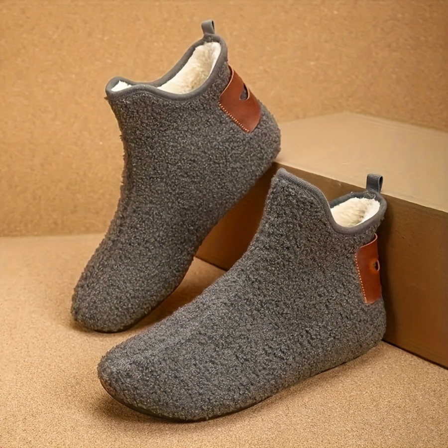 Unisex Winter Hausschuhe Plüsch Stiefeletten Warm Gefütterte Hausstiefel