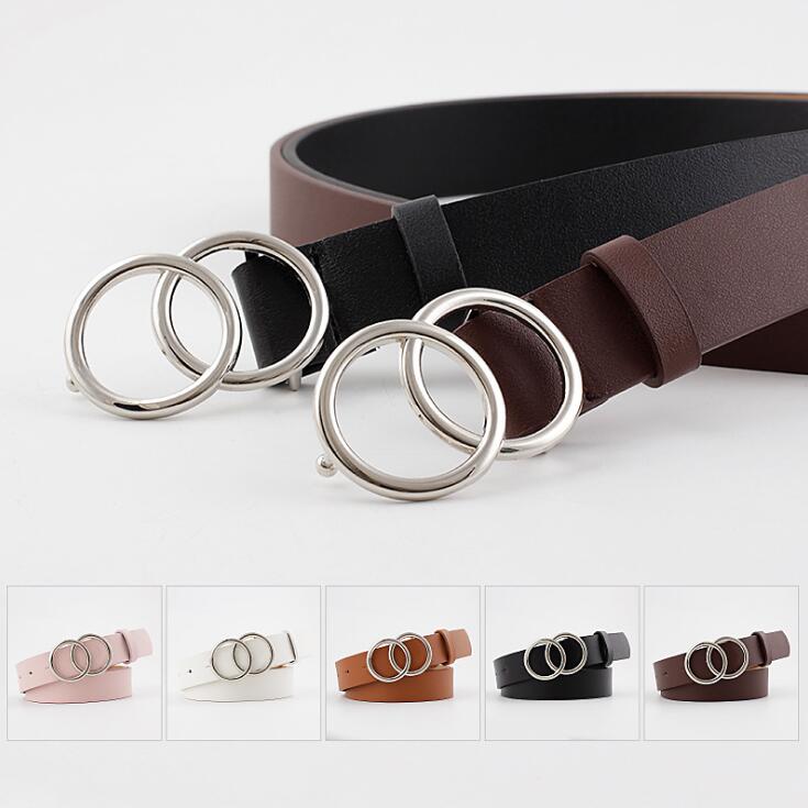 Damen Gürtel mit Doppelring-Schnalle, verschiedene Farben & Muster