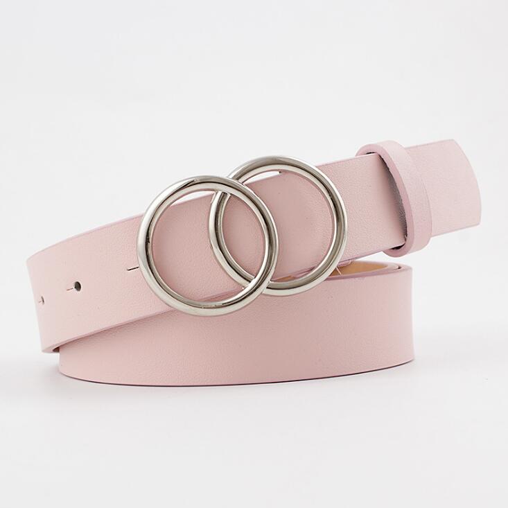 Damen Gürtel mit Doppelring-Schnalle, verschiedene Farben & Muster