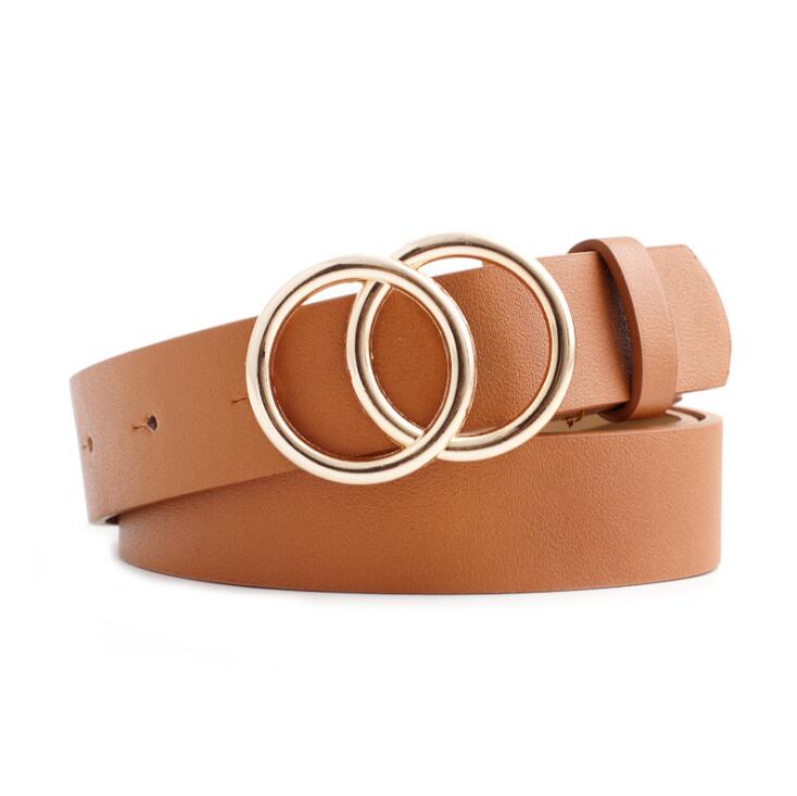 Damen Gürtel mit Doppelring-Schnalle, verschiedene Farben & Muster