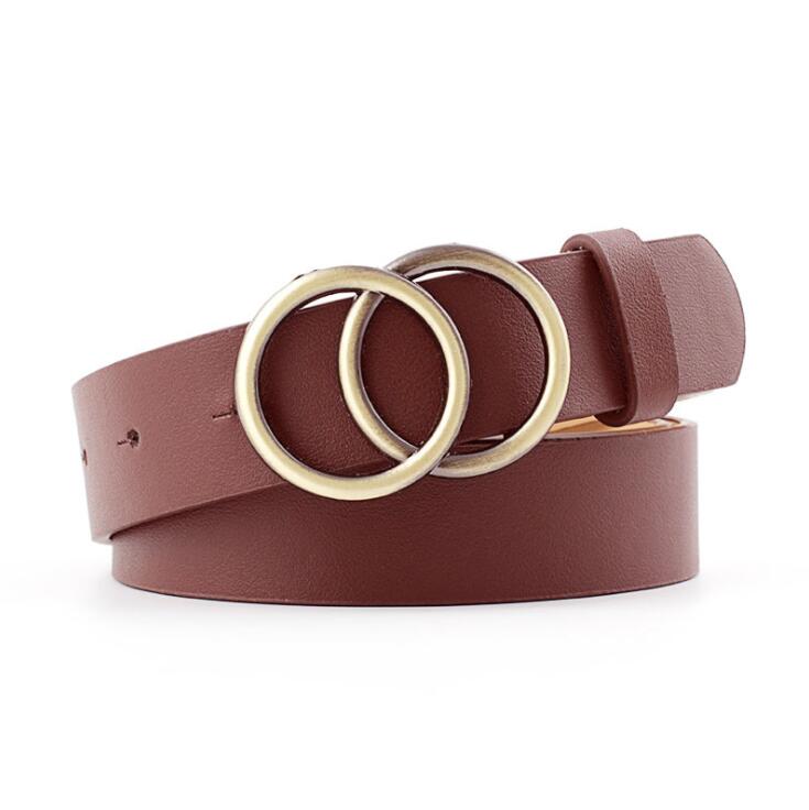 Damen Gürtel mit Doppelring-Schnalle, verschiedene Farben & Muster