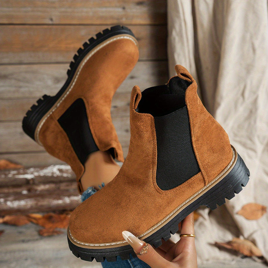 Dames-Chelsea boots met grove zool en elastische inzetstukken