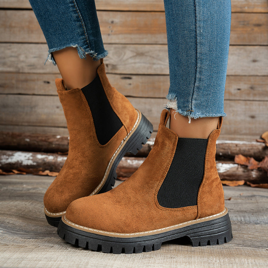 Dames-Chelsea boots met grove zool en elastische inzetstukken