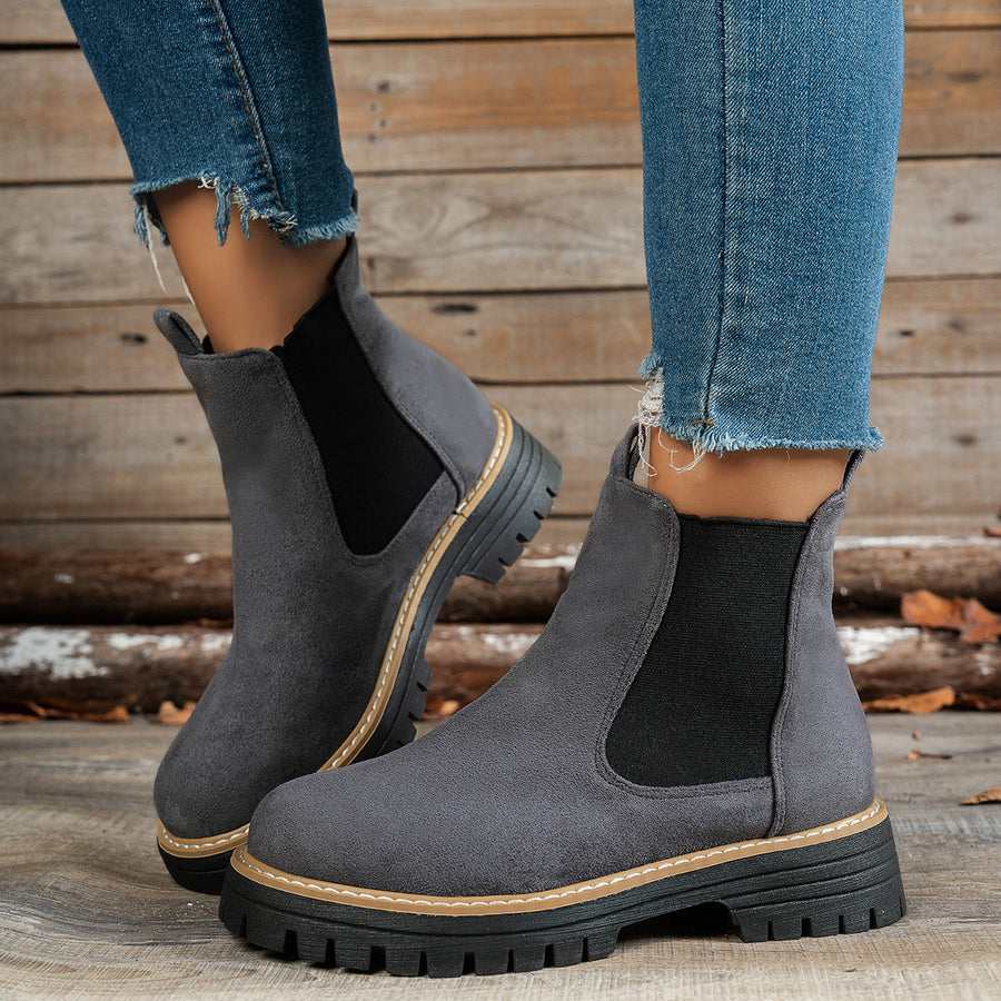 Dames-Chelsea boots met grove zool en elastische inzetstukken