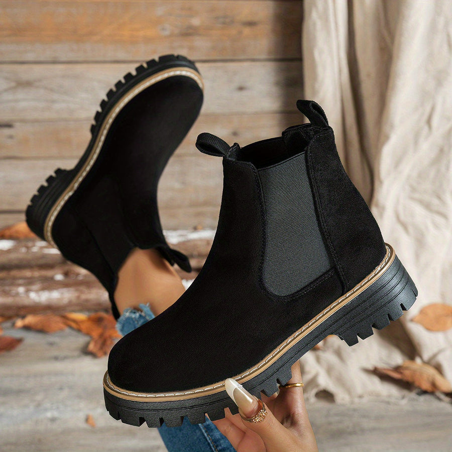 Dames-Chelsea boots met grove zool en elastische inzetstukken