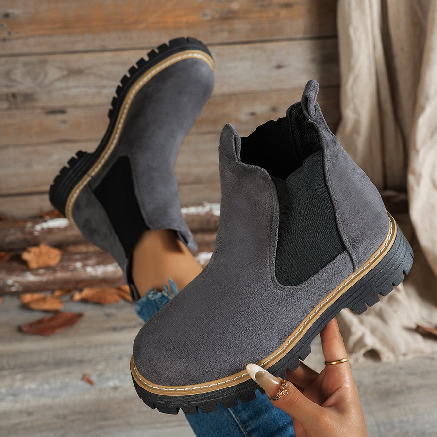 Dames-Chelsea boots met grove zool en elastische inzetstukken