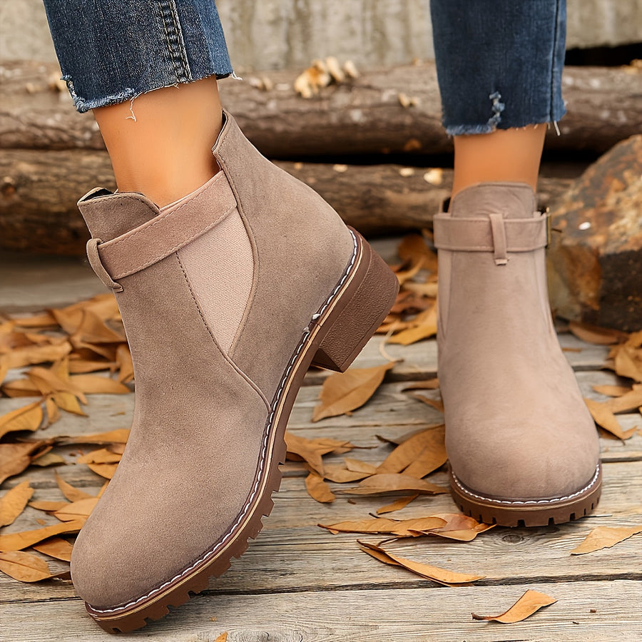 Damen Chelsea Stiefelette mit Schnalle & robustem Absatz