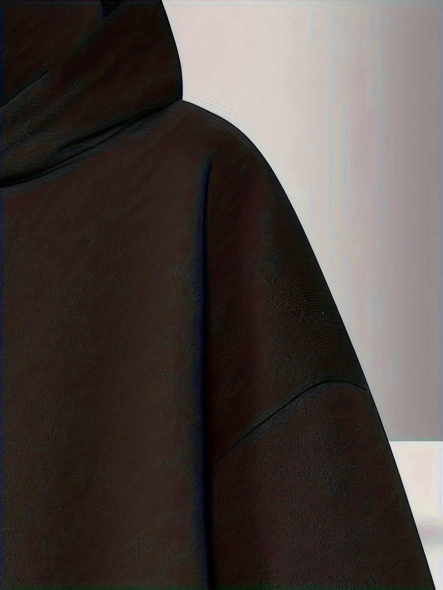 Hoodie Schwarz mit Reißverschluss-Kragen und Kapuze Oversize