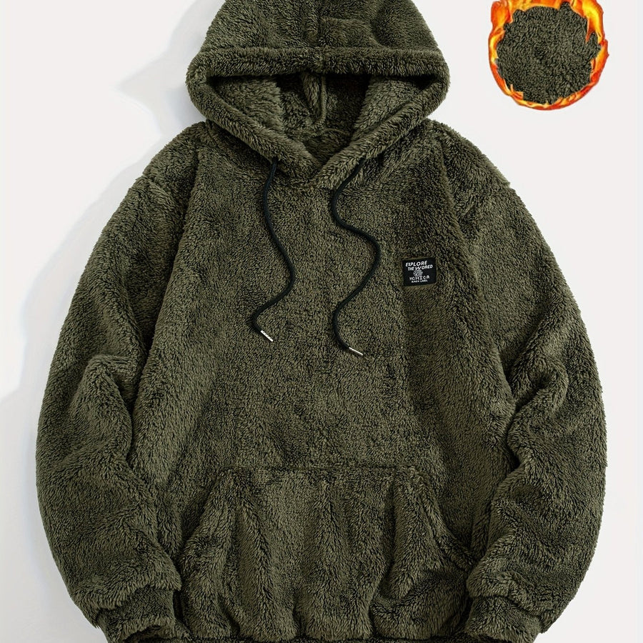 Unisex Teddy Hoodie Plüsch-Pullover mit Kapuze und Kängurutasche