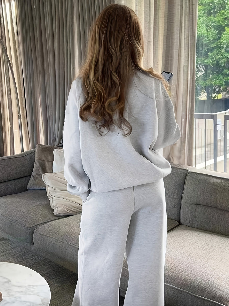 Damen Loungewear Set mit Halb-Reißverschluss Sweatshirt und Jogginghose