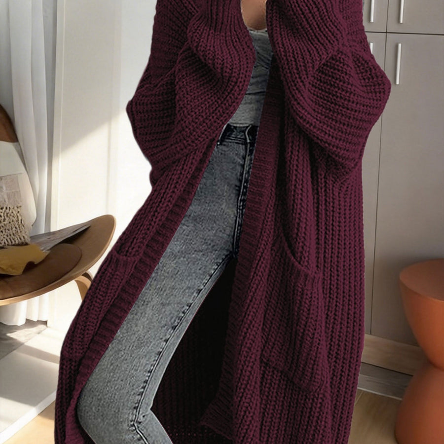 Damen Oversize Longline Strickjacke mit weitem Schnitt und Taschen – Modische, lässige Strickjacke für gemütliche Outfits