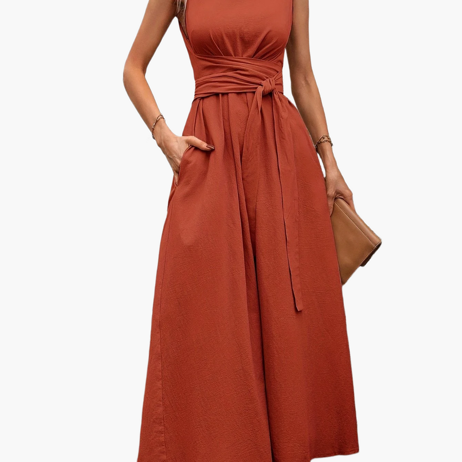 Damen Jumpsuit Elegant Ärmellos mit Gürtel – Perfekt für Alltag und besondere Anlässe