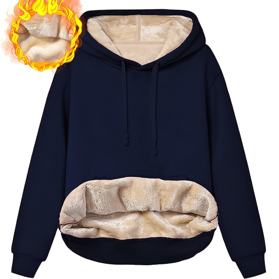 Unisex Hoodie mit Kapuze und Plüschfutter – Warmer Winter Pullover mit Kängurutasche