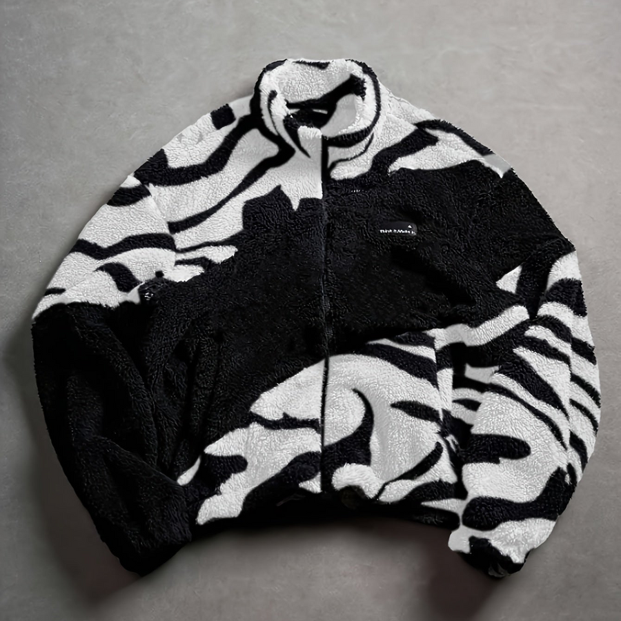 Fleecejacke mit Stehkragen und Reißverschluss, mehrfarbig