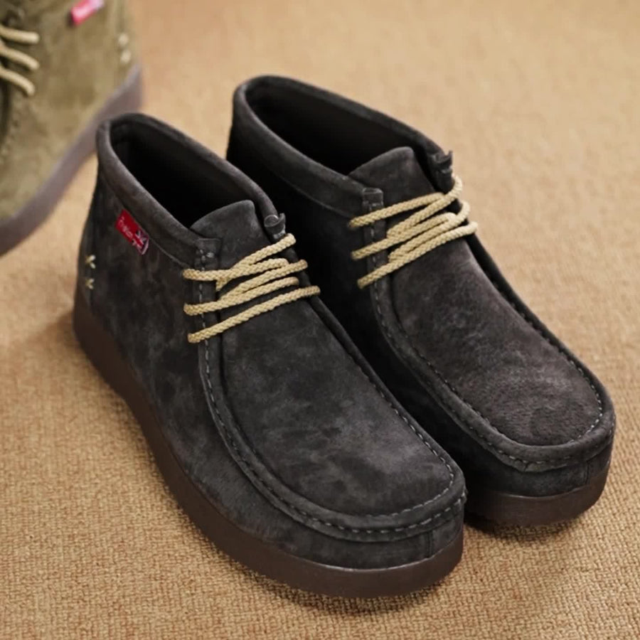 Herren Chukka Boots Mokassin Stil mit Profilsohle Schnürstiefeletten in Wildlederoptik
