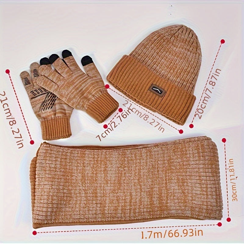 Unisex Winter Set Mütze Schal Handschuhe – Gestrickt, Warm, Farblich abgestimmt