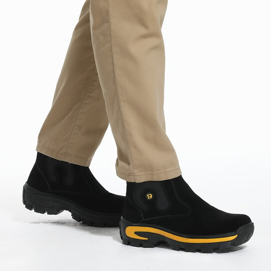 Chelsea Boots für Herren, klobige Sohle, schwarz/gelb