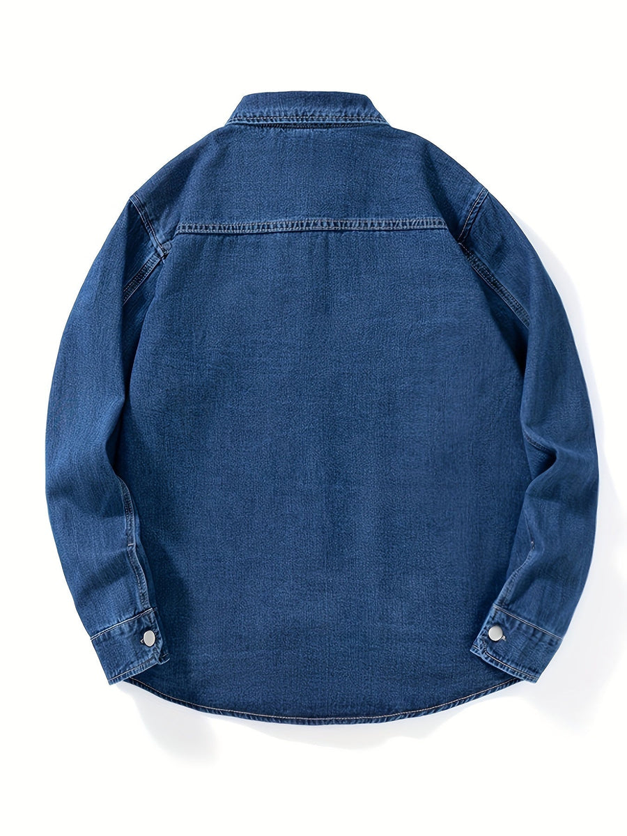 Jeanshemd Herren Hemd Jacke Casual Knopfleiste Brusttaschen
