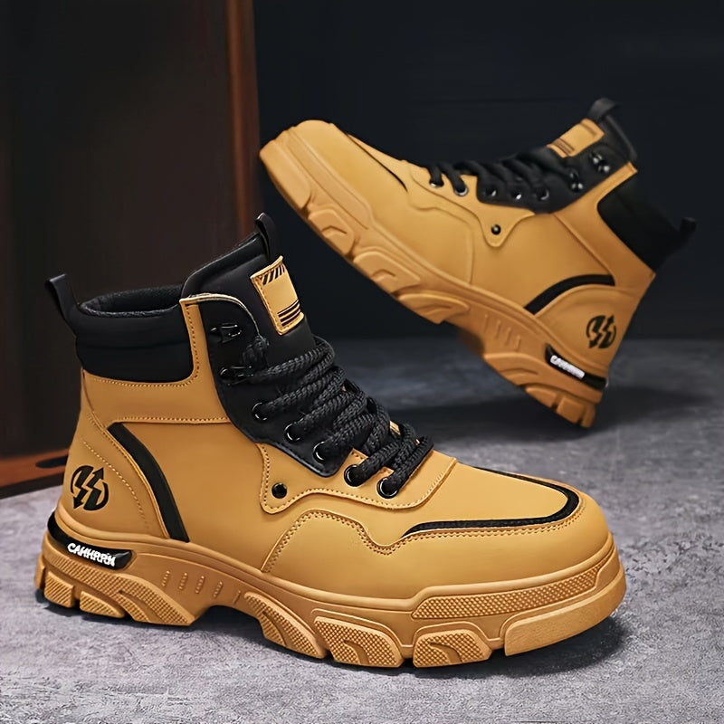 Unisex High-Top Sneaker-Stiefel mit Schnürung, kräftige Sohle, Schwarz/Grau