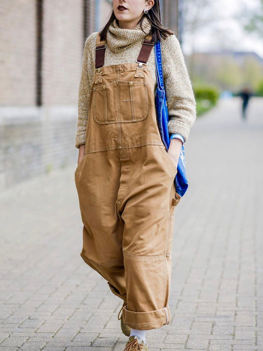 Arbeitslatzhose Unisex Canvas-Optik mit verstellbaren Trägern
