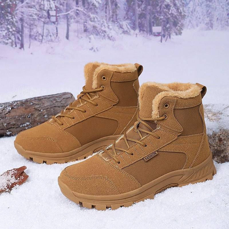 Uniseks winterlaarzen, gevoerd, outdoor schoenen met profielzool en vetersluiting