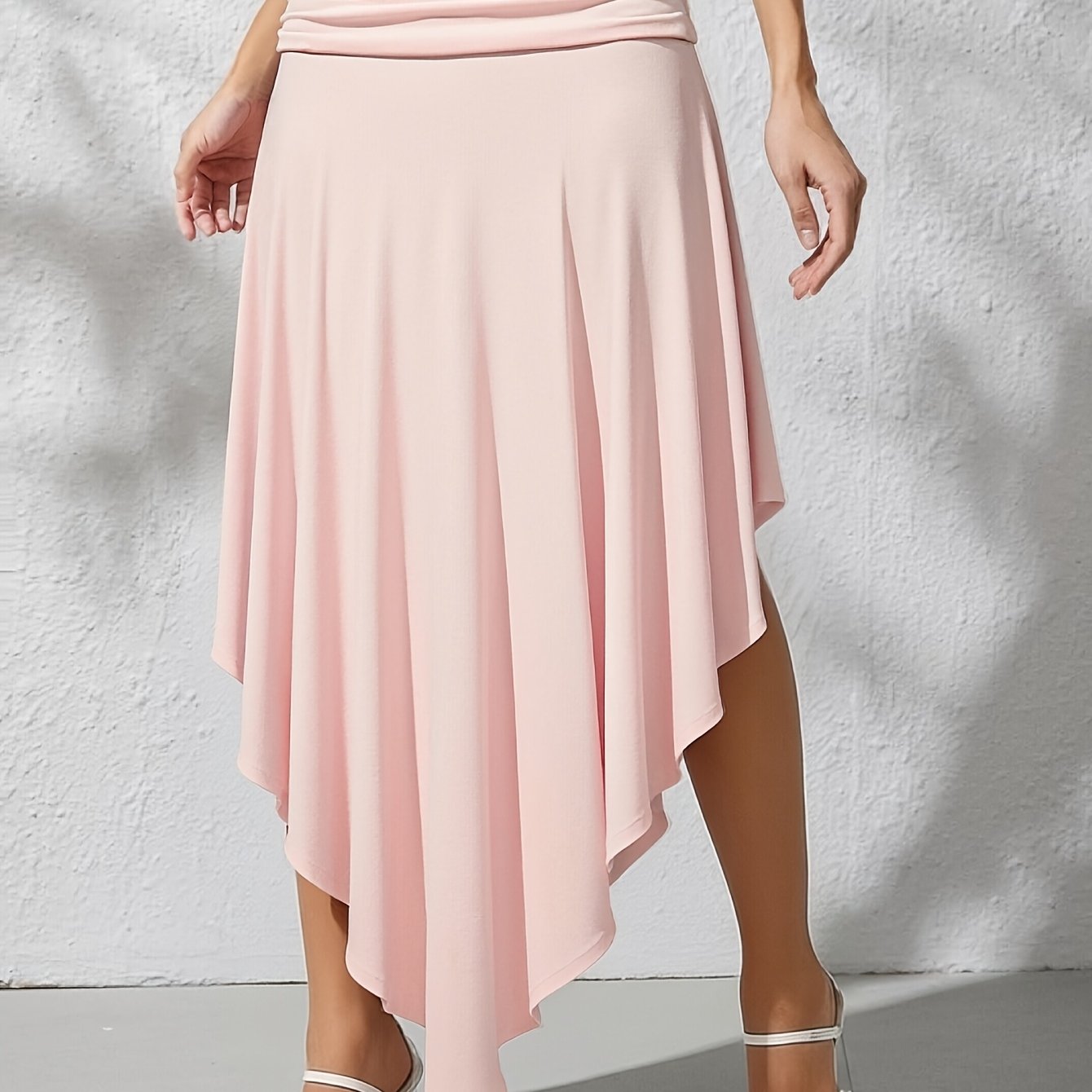 Damen Maxi-Strandrock mit asymmetrischem Volant-Saum, elegant-lässiger Urlaubsstil