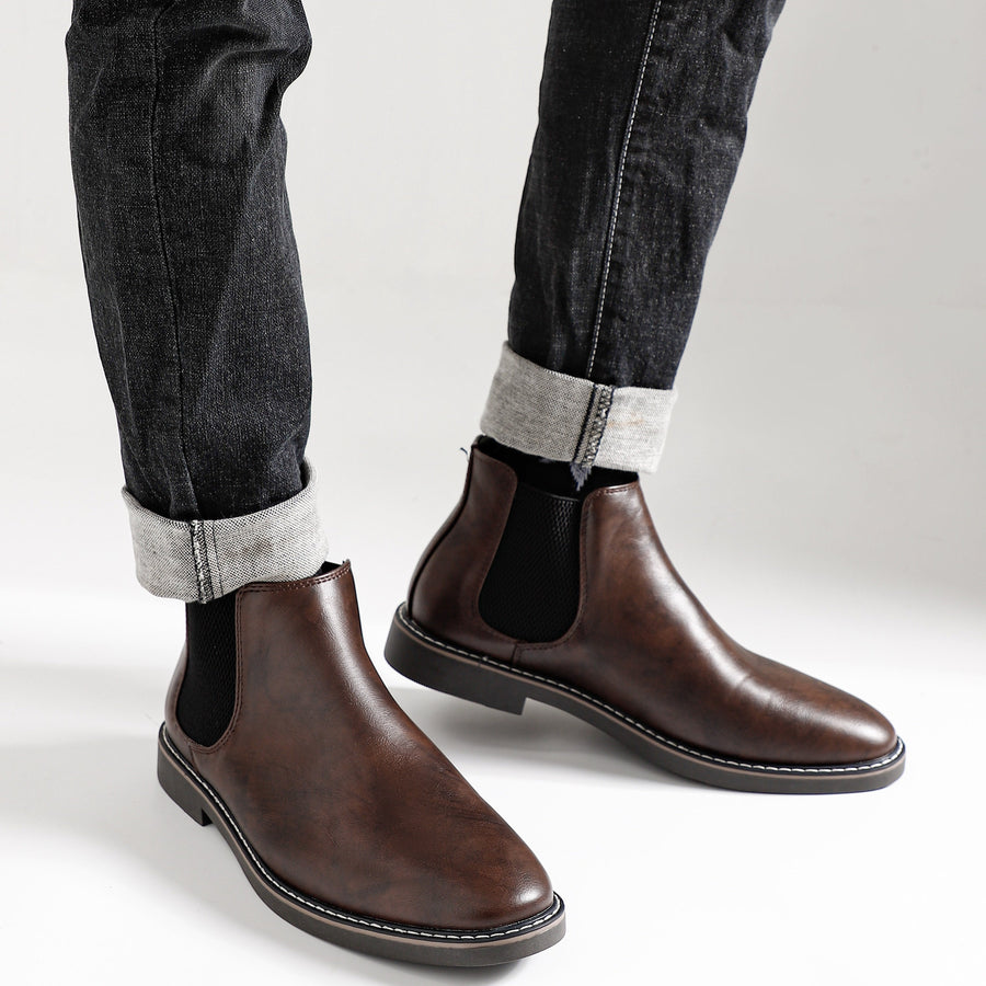 Herren Chelsea Boots Stiefeletten mit elastischem Einsatz und Zuglasche