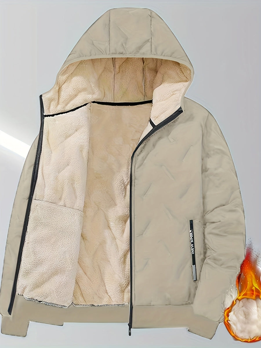 Herren Winter Thermo Anzug Gesteppt Gefütterte Jacke mit Kapuze und Hose