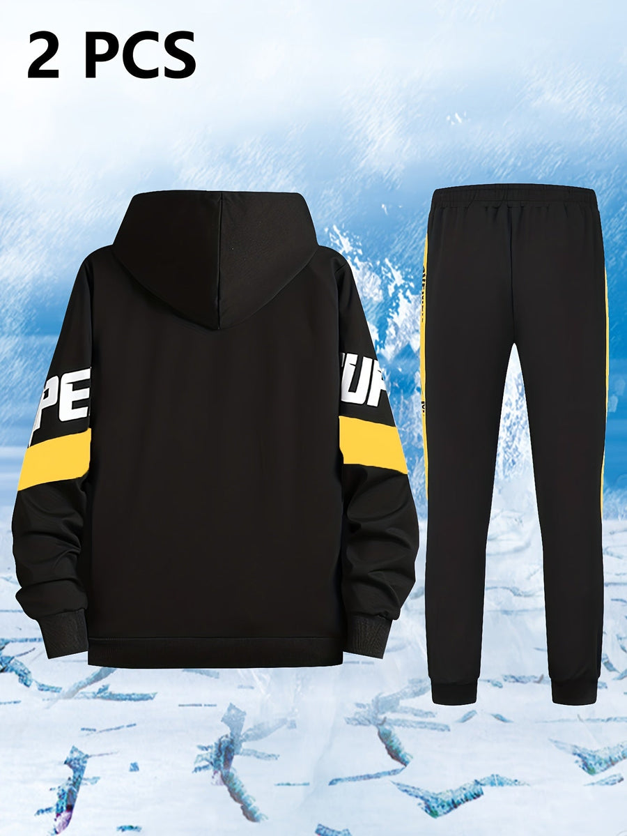 Herren Trainingsanzug Schwarz mit Kapuzenjacke & Jogginghose