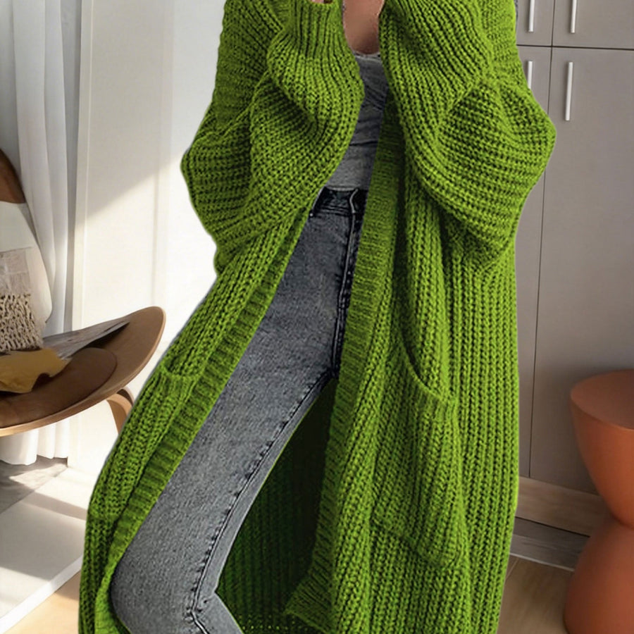 Damen Oversize Longline Strickjacke mit weitem Schnitt und Taschen – Modische, lässige Strickjacke für gemütliche Outfits
