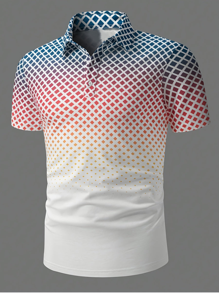Herren Polohemd mit modernem Gittermuster – Stilvolles Freizeitshirt für Alltag und Sport