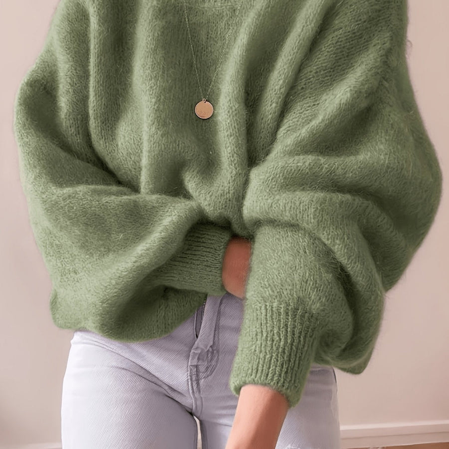 Damen Pullover Oversize Grobstrick Weitärmlig Rundhals – verschiedene Farben