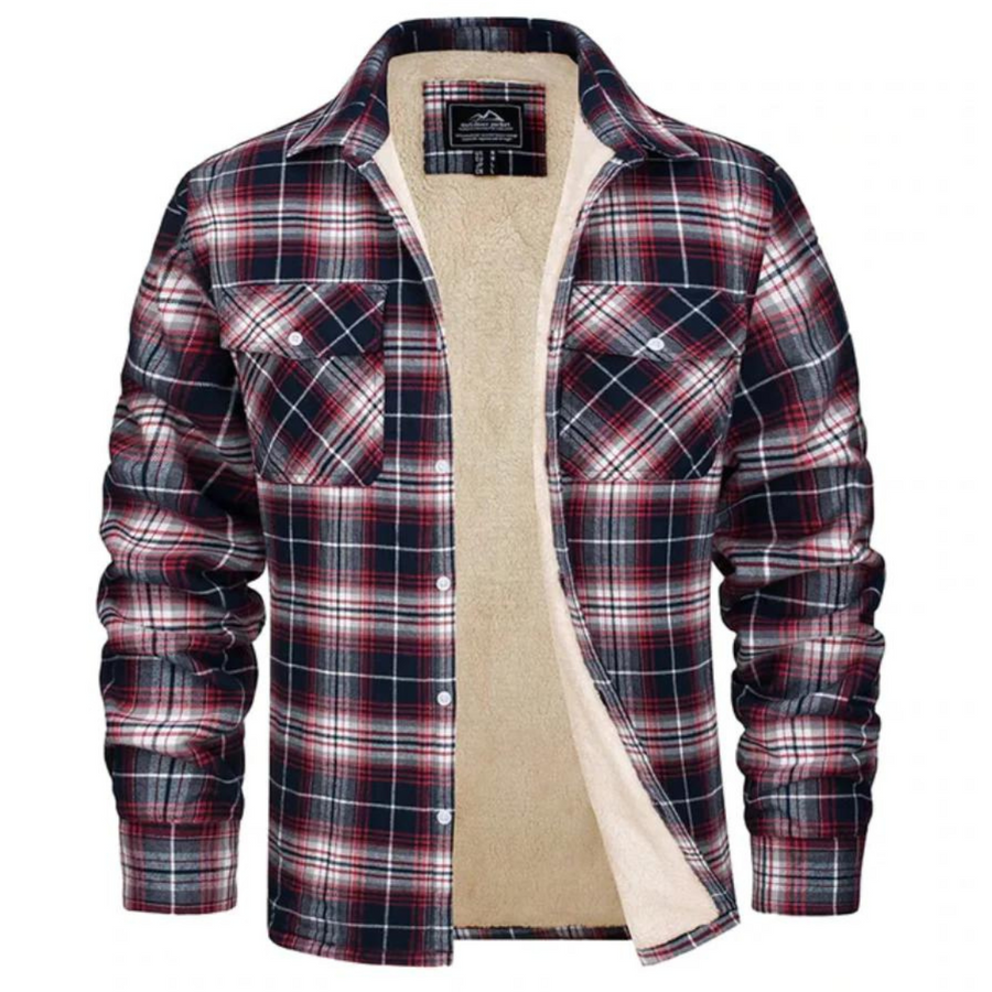 Gefüttertes Holzfällerhemd Kariert Sherpa-Fleece Herren