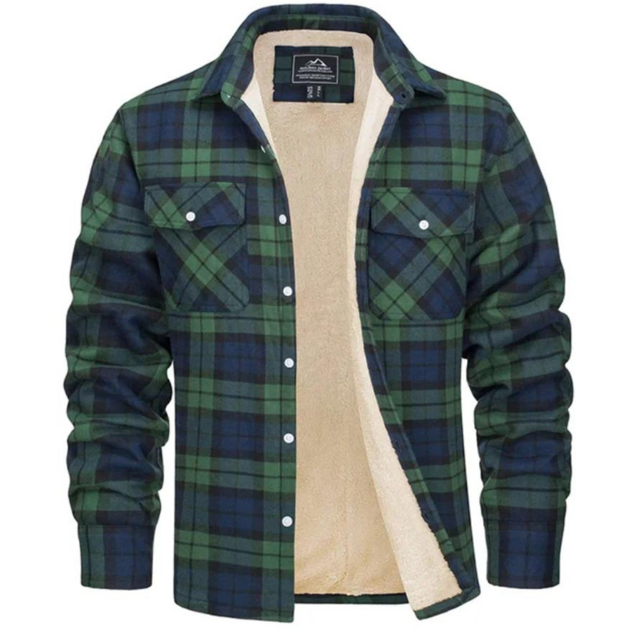Gefüttertes Holzfällerhemd Kariert Sherpa-Fleece Herren
