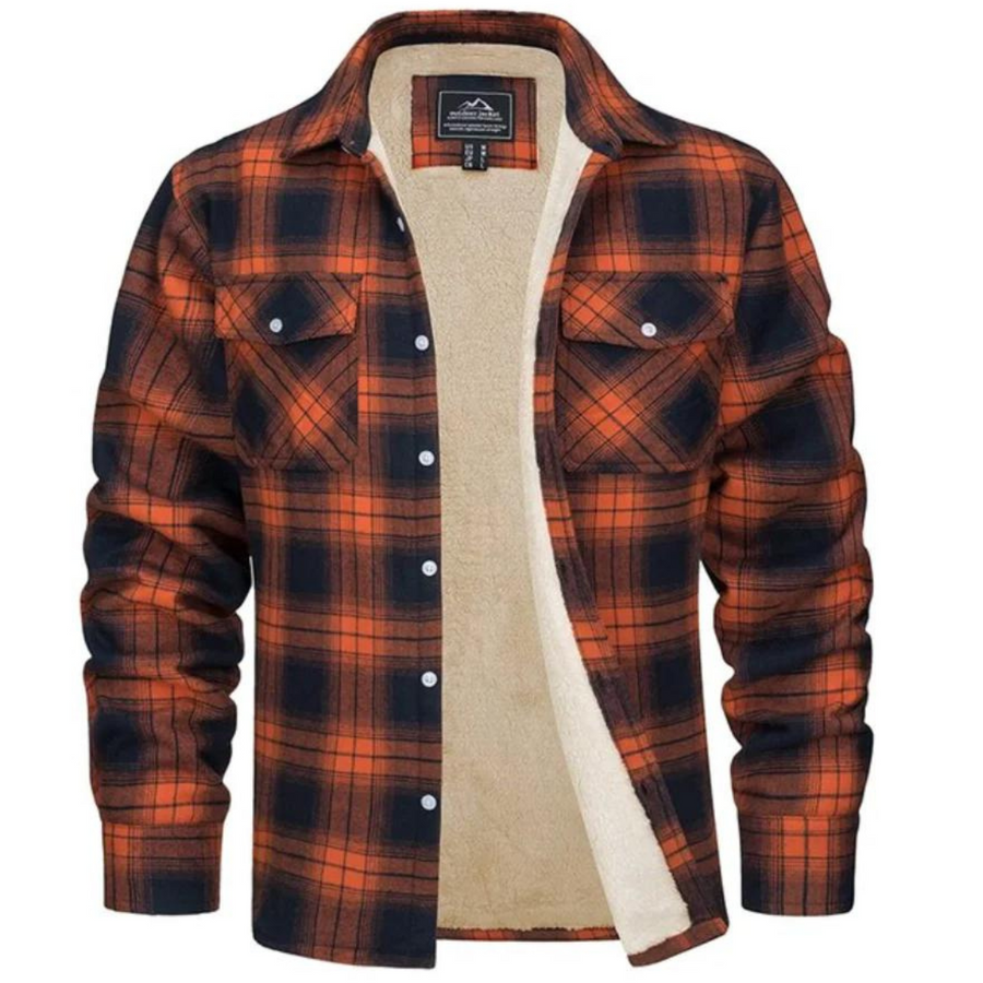 Gefüttertes Holzfällerhemd Kariert Sherpa-Fleece Herren