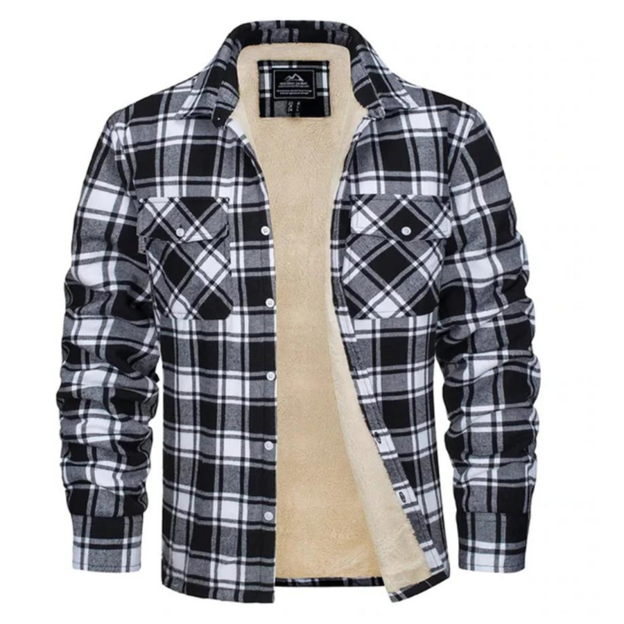 Gefüttertes Holzfällerhemd Kariert Sherpa-Fleece Herren