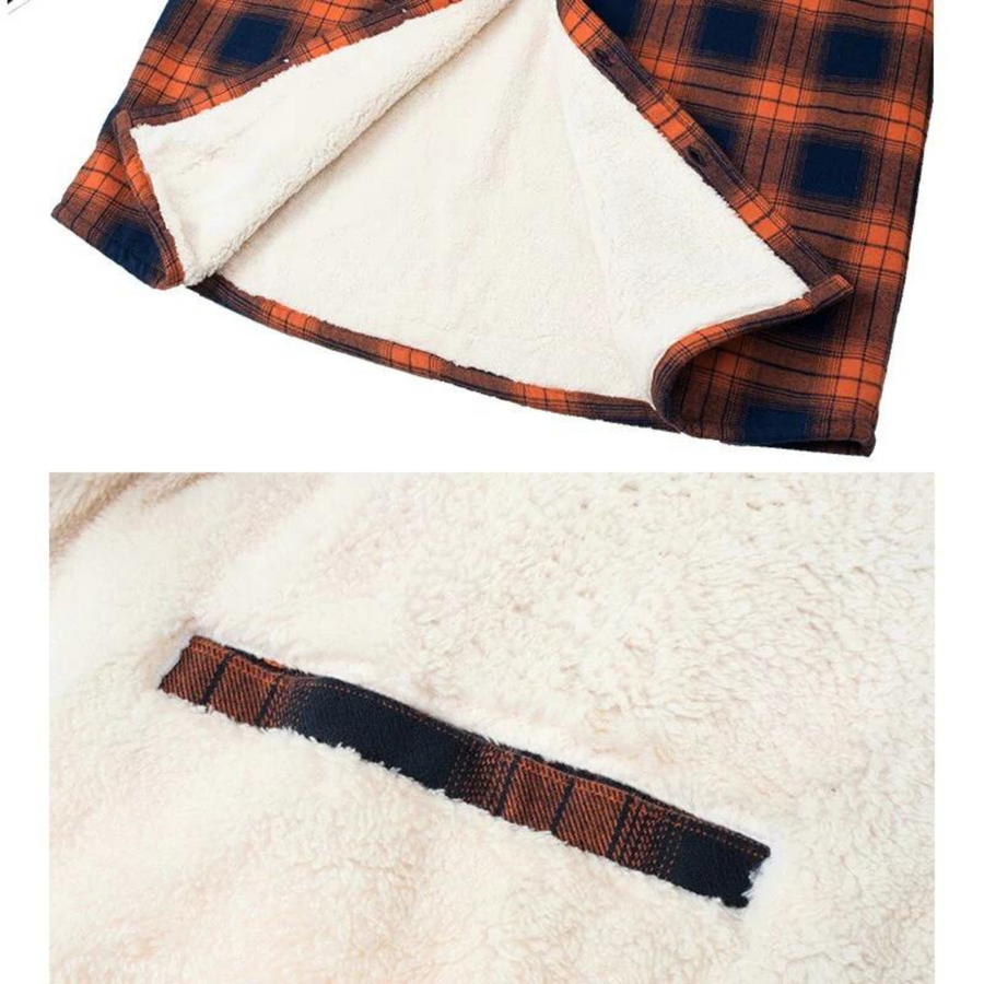 Gefüttertes Holzfällerhemd Kariert Sherpa-Fleece Herren
