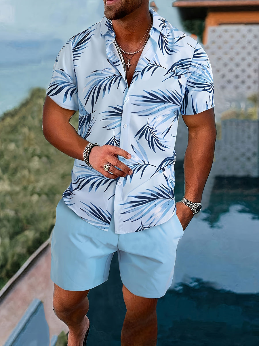 Herren Sommer Set – Tropisches Freizeit Hemd mit Shorts, ideal für Urlaub und Strand