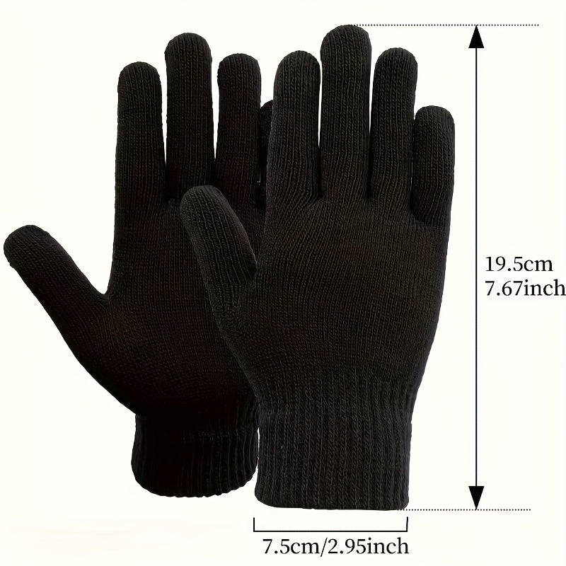 Unisex Strickhandschuhe 5-Finger-Design mit Rippenbündchen