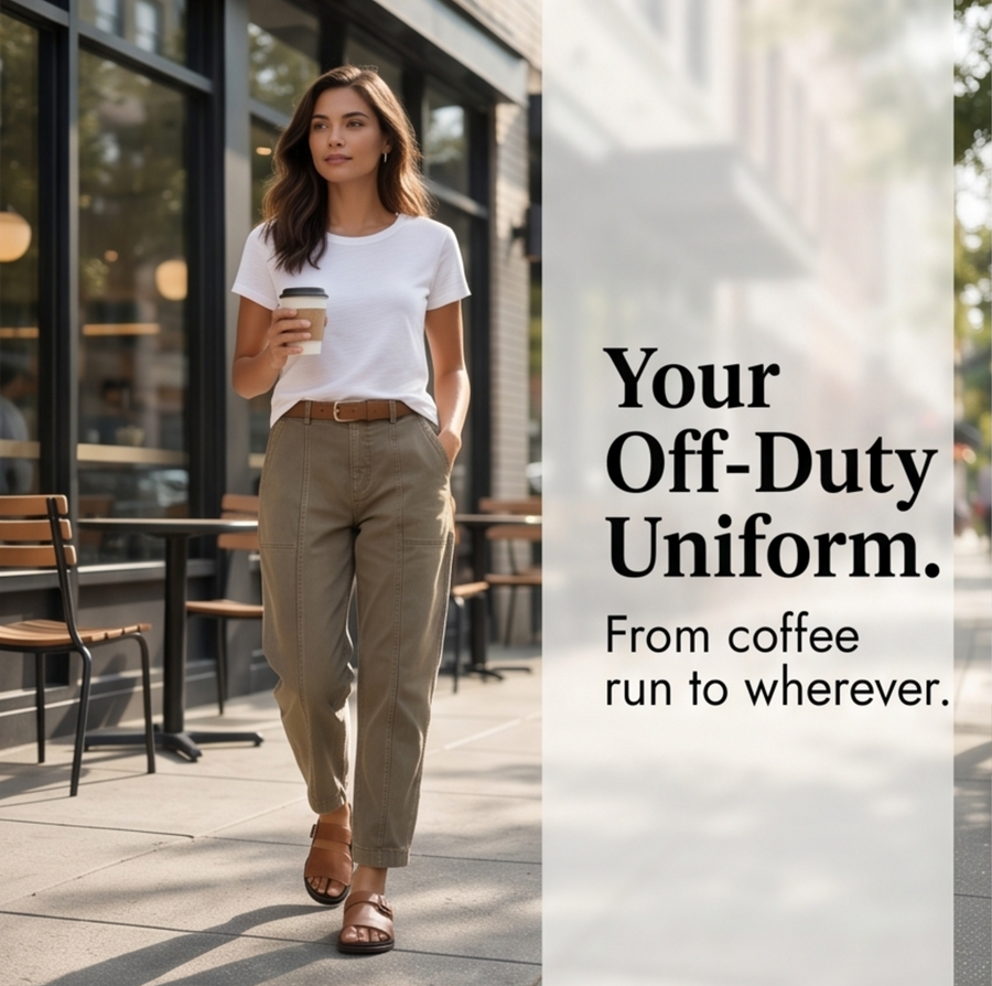 Damen Freizeithose mit sichtbaren Nähten und Gürtelschlaufen, Khaki oder Oliv