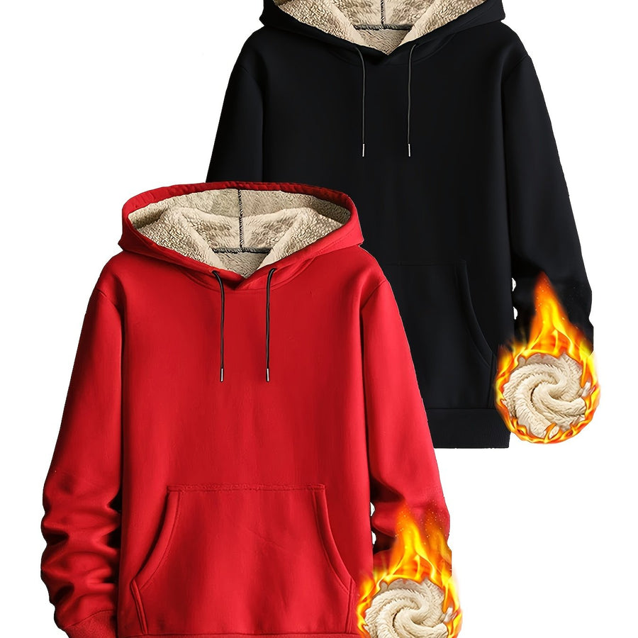 Unisex Hoodie mit Plüschfutter – Warmer Kapuzenpullover mit Kängurutasche