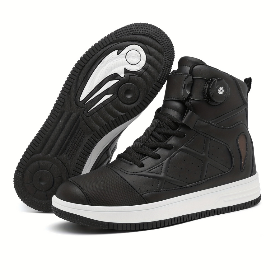 Hoher Sneaker Herren Schnürsenkel Drehverschluss Schwarz/Weiß