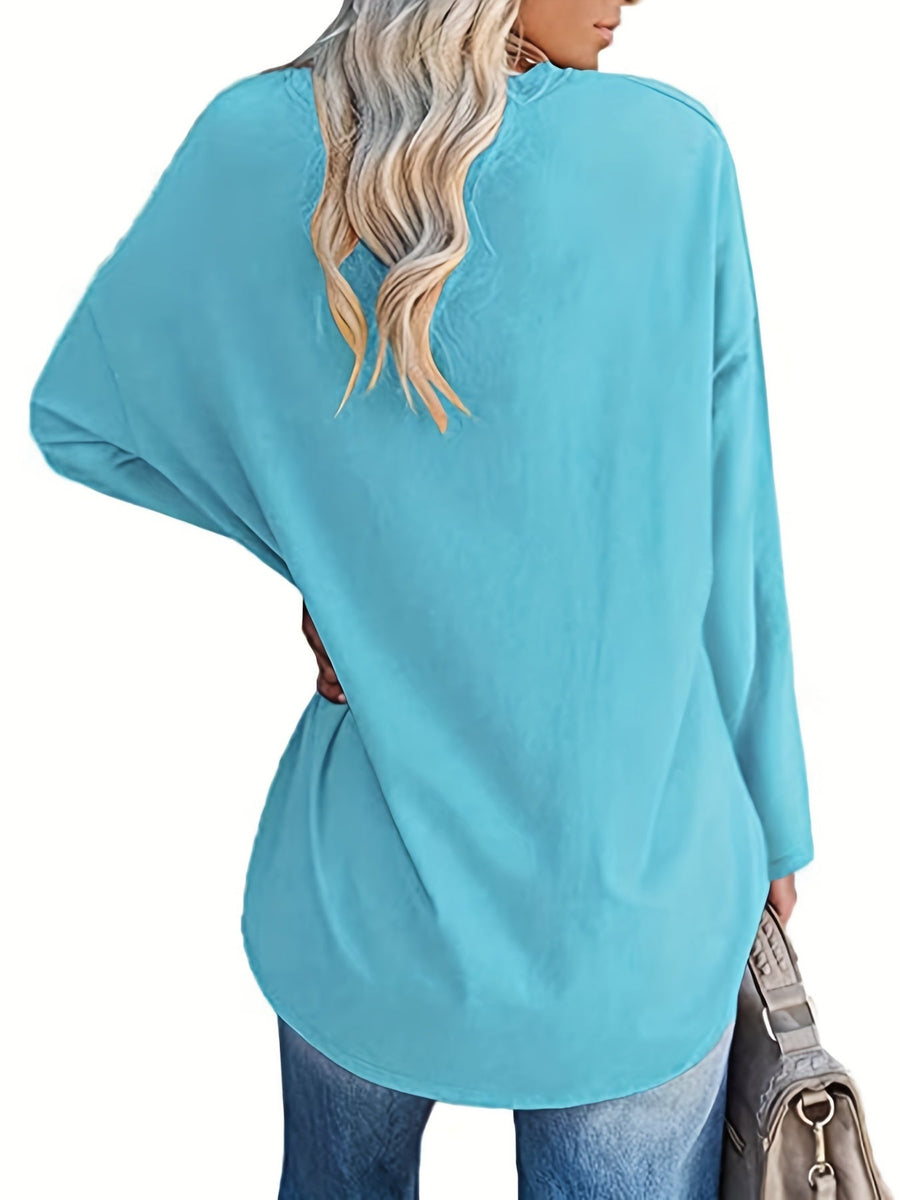 Damen Oversize Langarmshirt mit Katzenmotiv und Pfotenabdrücken