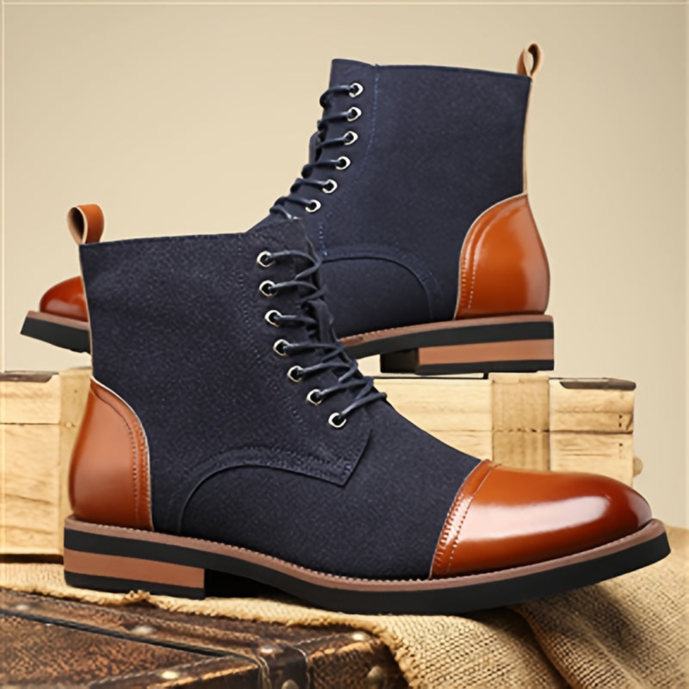 Herren Stiefeletten Schnürschuhe im Chelsea-Stil mit Kontrastkappen