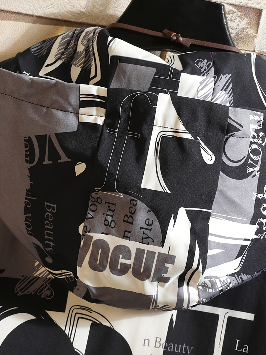 Übergangsjacke Herren Damen mit Kapuze & Allover-Print - Bunt
