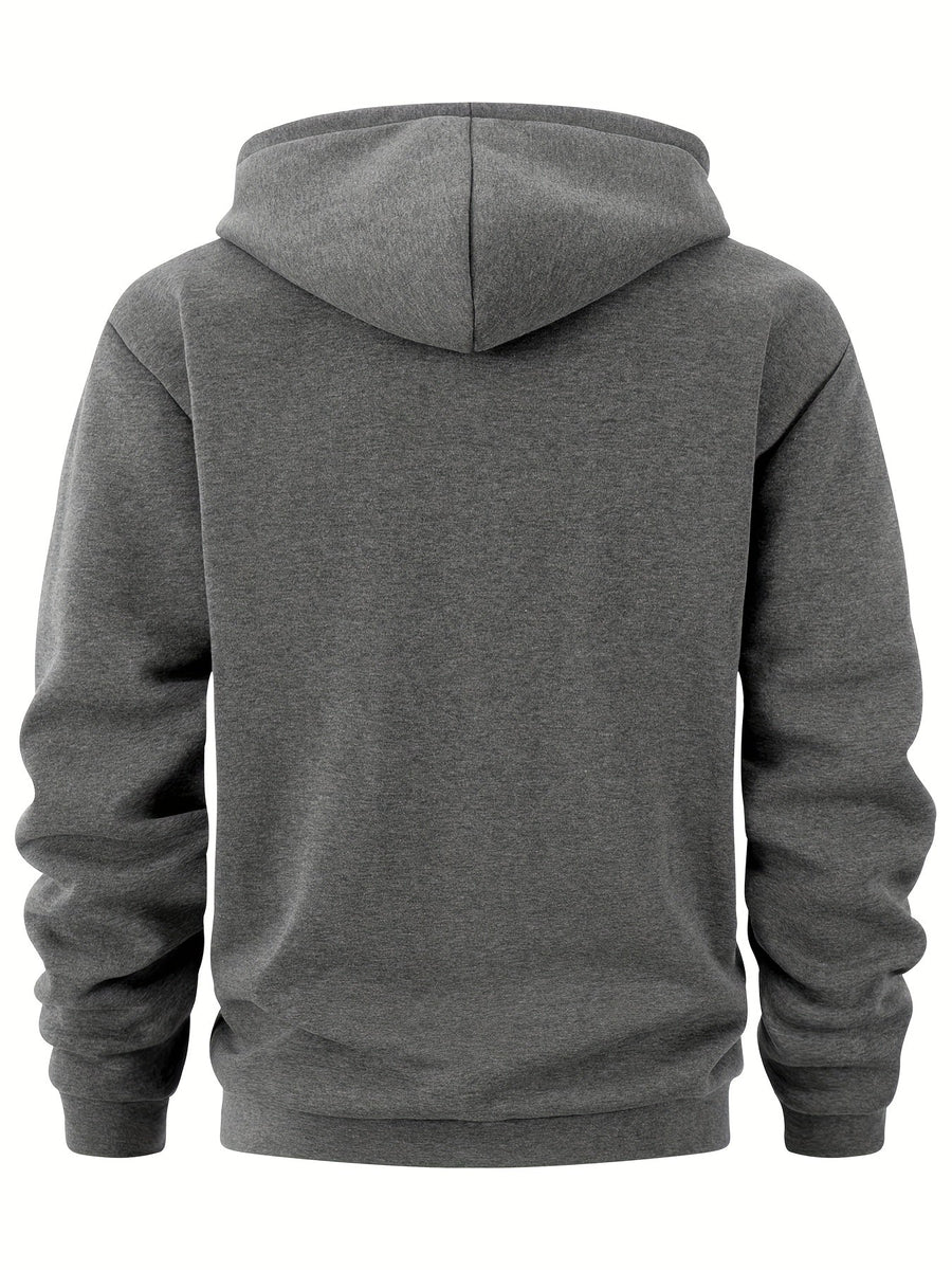 Herren Hoodie mit Reißverschluss und Bauchtasche, Kordelzug Kapuzenpullover