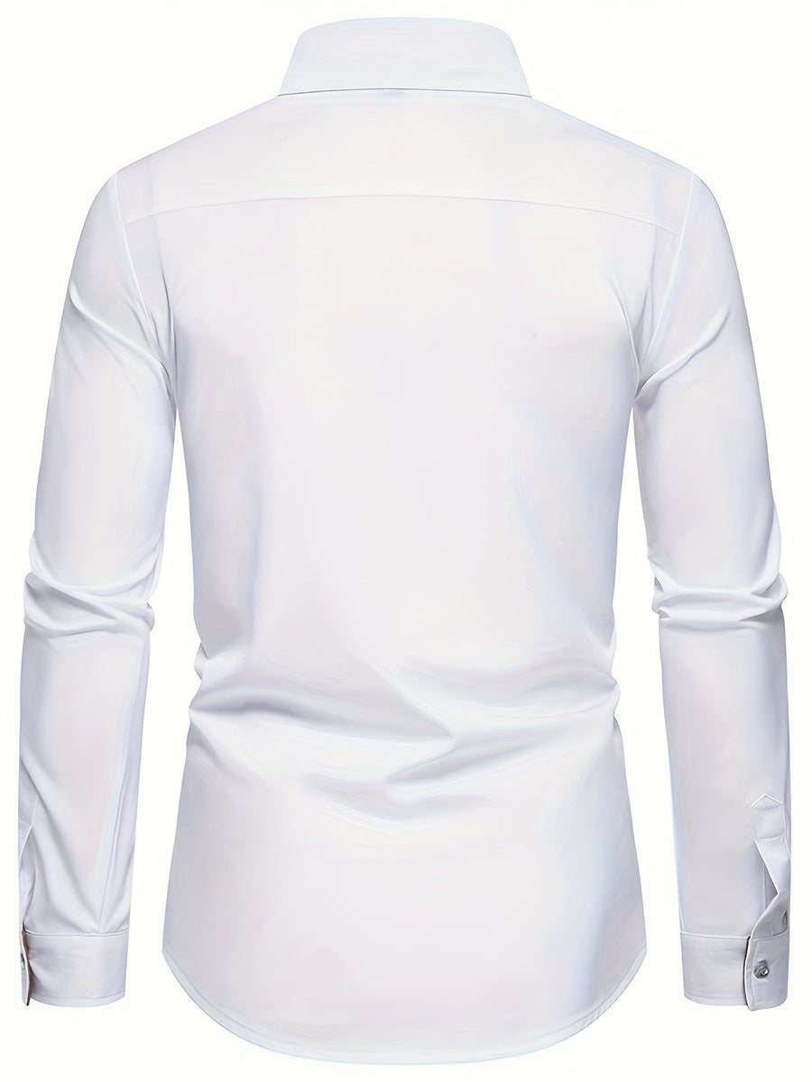 Herren Slim Fit Freizeithemd mit Kontrastdetails – Modernes Business & Casual Hemd, Langarm