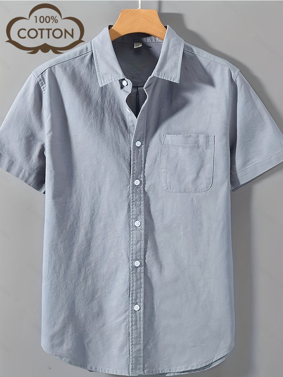 Herren Kurzarm Freizeithemd mit Brusttasche – Klassisches Button-Down Design für Büro und Alltag