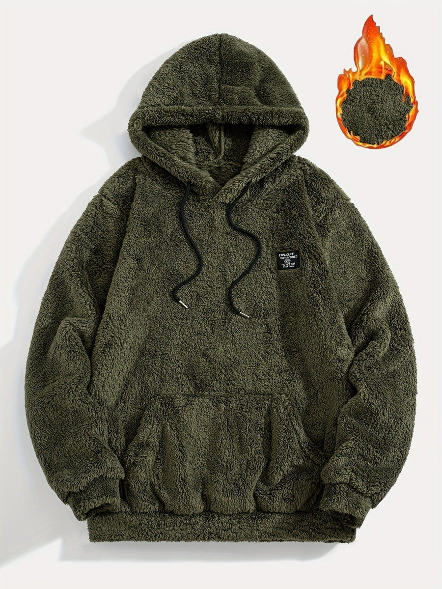 Unisex Teddy Hoodie Plüsch-Pullover mit Kapuze und Kängurutasche