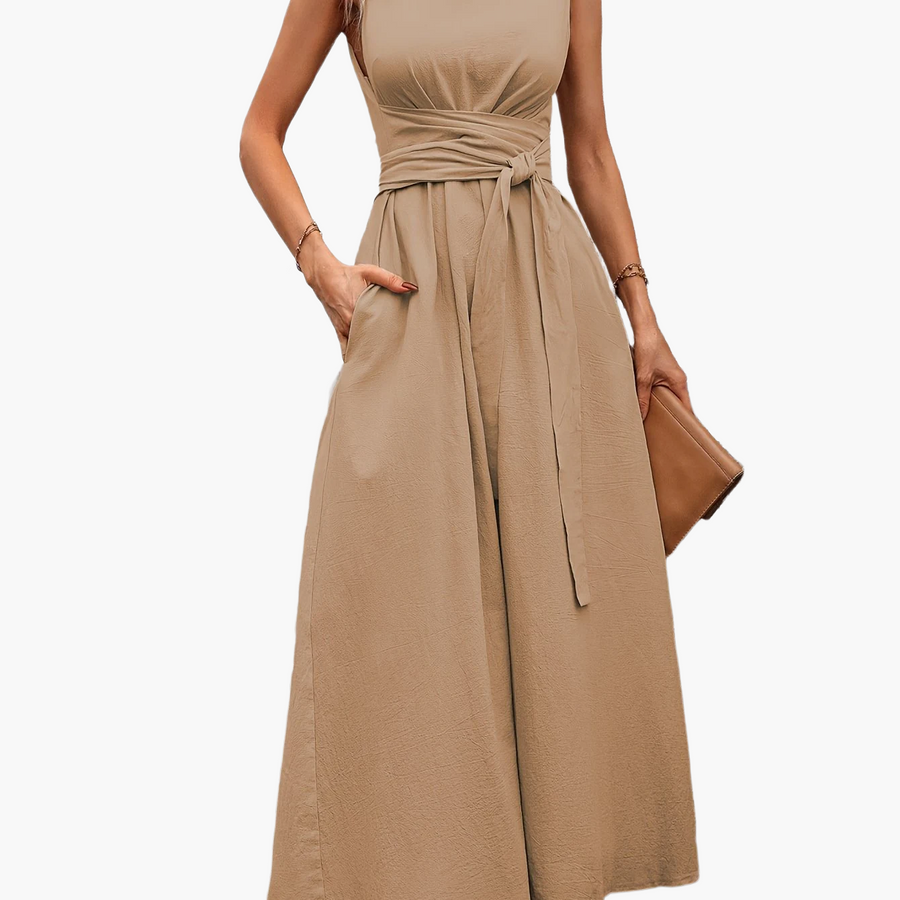 Damen Jumpsuit Elegant Ärmellos mit Gürtel – Perfekt für Alltag und besondere Anlässe